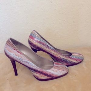 Stuart Weitzman Leather Striped Espadrilles Size 10M